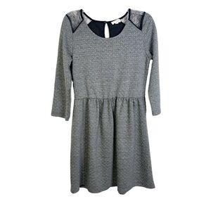 NWT Maison Jules Dress, M, Gray Textured Lace Fit and Flare